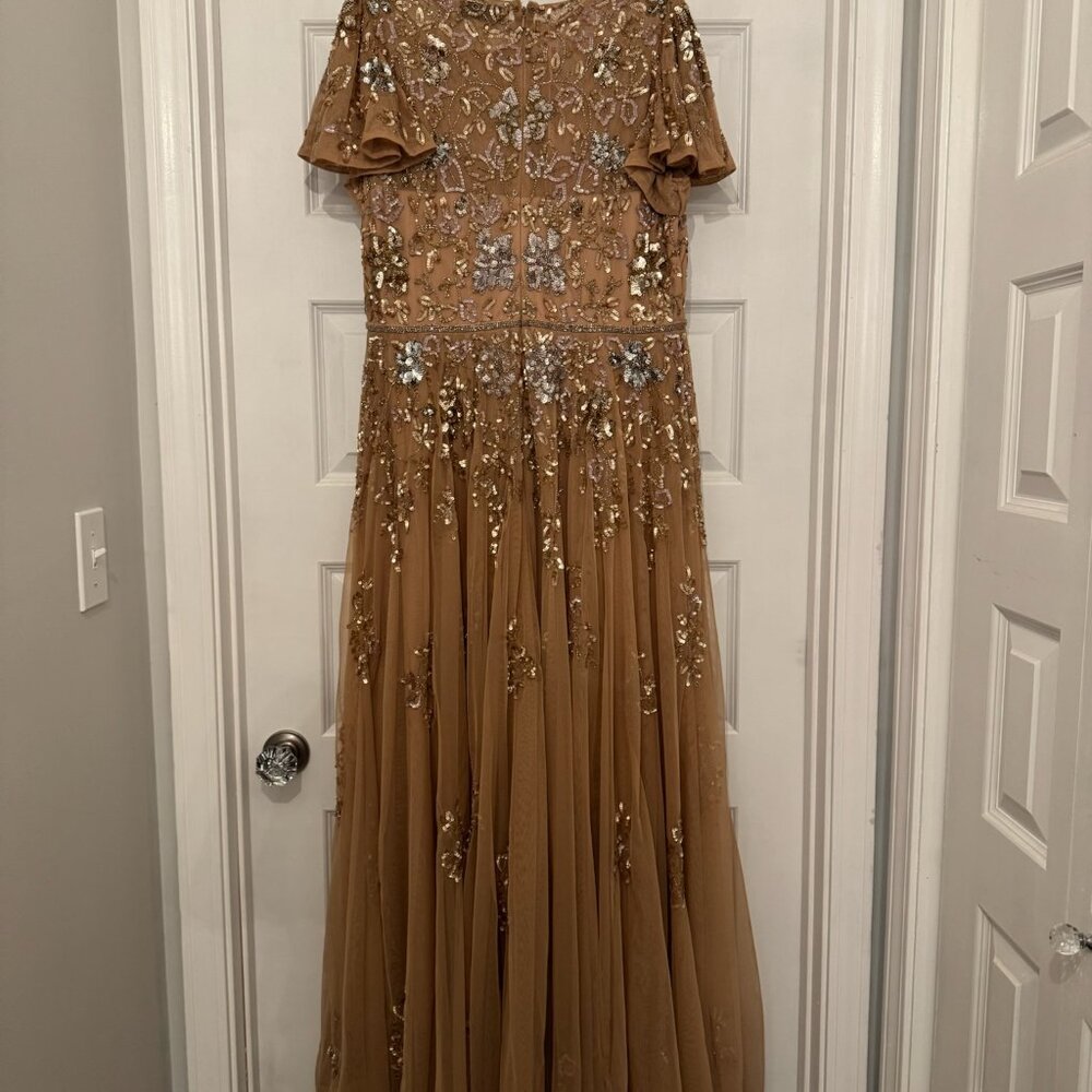 Mac Duggal Pink Embellished Butterfly Sleeve High Neck Gown - Picture 5 of 7